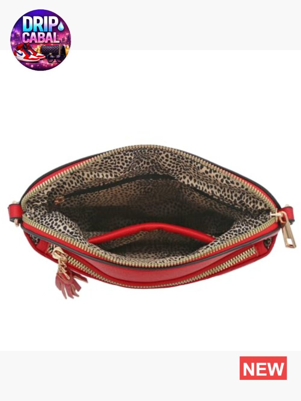 Chevron Quilted Medium Crossbody Bag with Tassel Accent Faux Leather - Picture 7 of 7